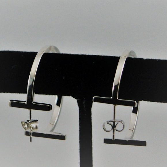 Cut Hoop Earrings | Silver - New! - Picture 2 of 4